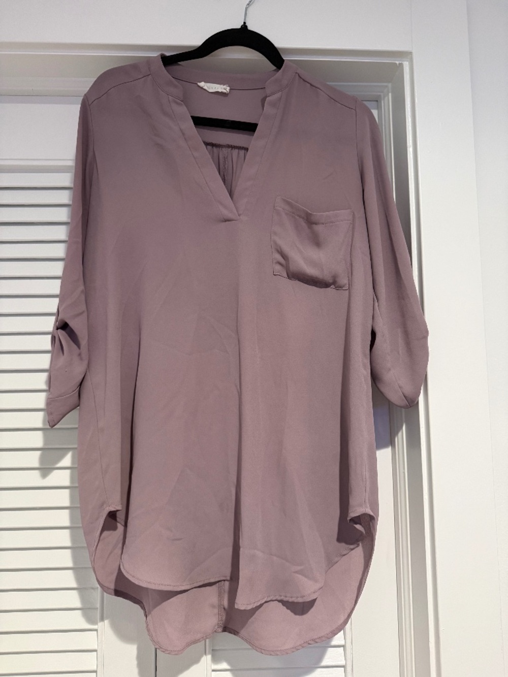 Lush, Lavender V Neck, 3/4 sleeve blouse, Size S